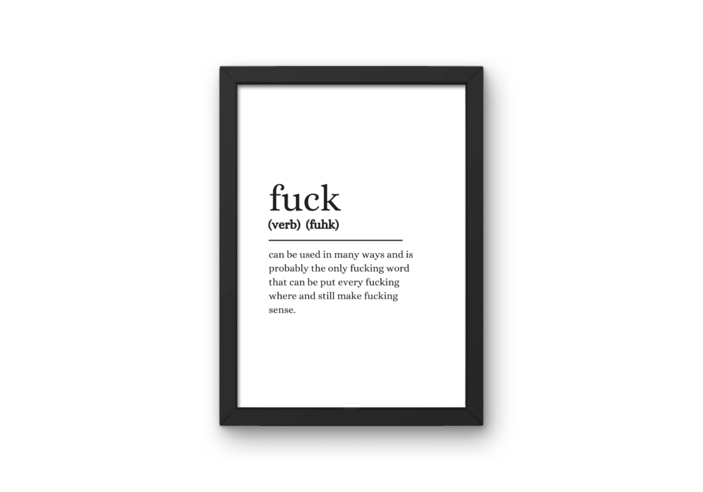 Funny "Fuck" Typography, Dictionary Definition Print A4 - Lunabuloona