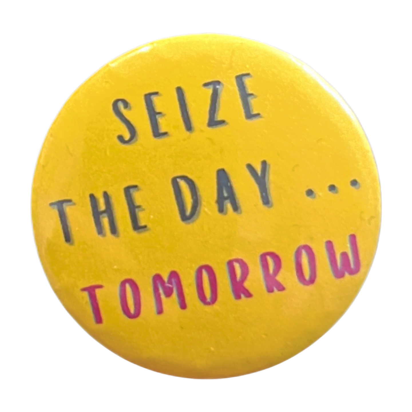 Funny Seize The Day Pin Badge (Choose Your Colour) - Lunabuloona