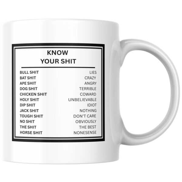 "Know Your Shit"" Ceramic Mug 11oz Large Handle