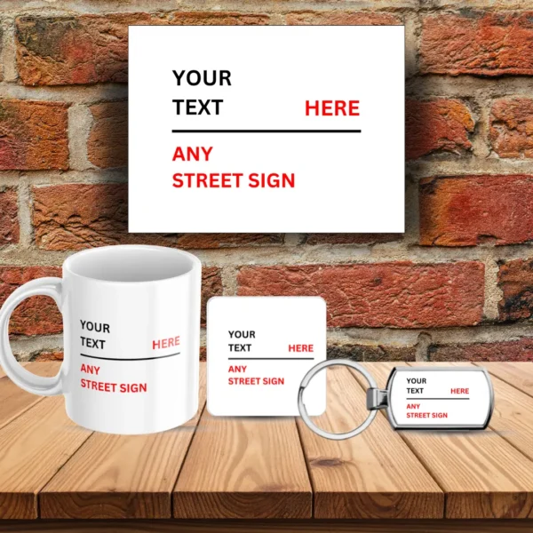 Personalised Street Sign Coaster - 9x9cm Cork Backed