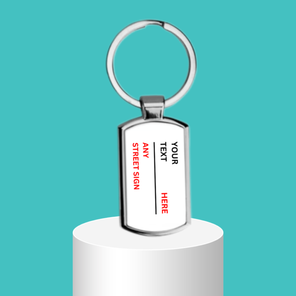 Personalised Street Sign Metal Boxed Keyring