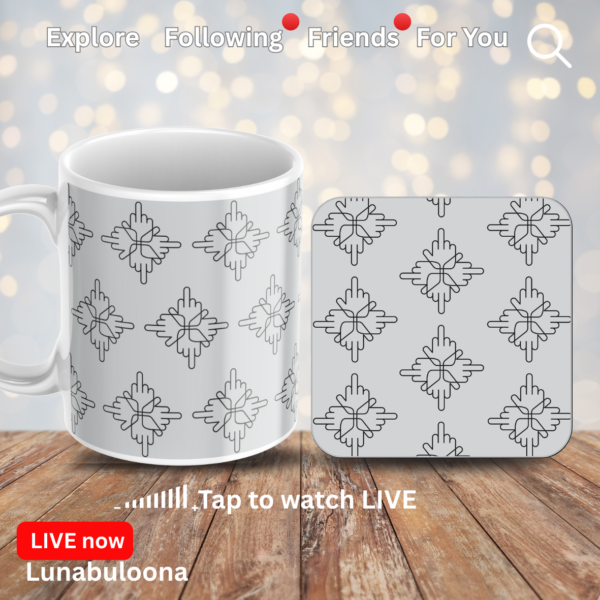 Middle Finger Pattern Rude Ceramic Mug 11oz Large Handle